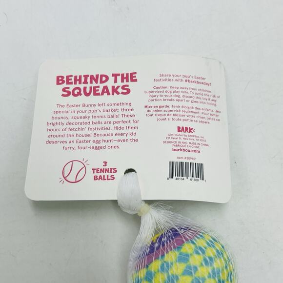 Bark Box XS-S Easter Egg 3 Tennis Balls Squeaky New - Picture 2 of 2